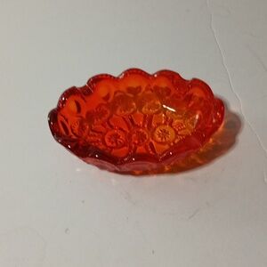 Vintage LE Smith Moon and Star Glass Ashley/Trinket Dish in Amberina